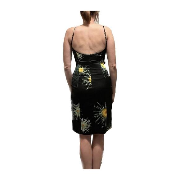 Moschino Y2K 90s Satin Scoop Back Printed BodyCon Spaghetti Strap Dress Black 6 - Picture 3 of 14